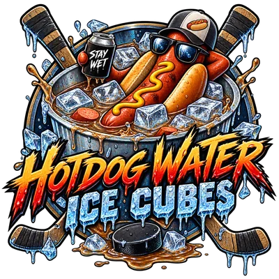 Hotdog water ice cubes logo